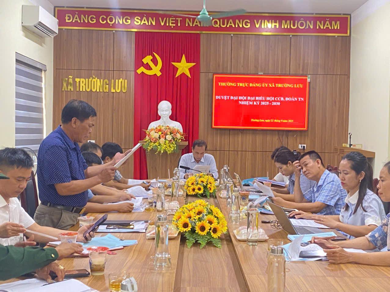 Ban thường vụ Đảng ủy xã Trường Lưu duyệt nội dung Đại hội đại biểu hội CCB, Đoàn thanh niên nhiệm kỳ 2025 - 2030