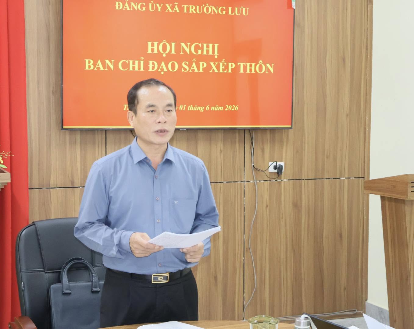 Đảng ủy xã Trường Lưu tổ chức Hội nghị Ban Chỉ đạo công tác sắp xếp thôn.