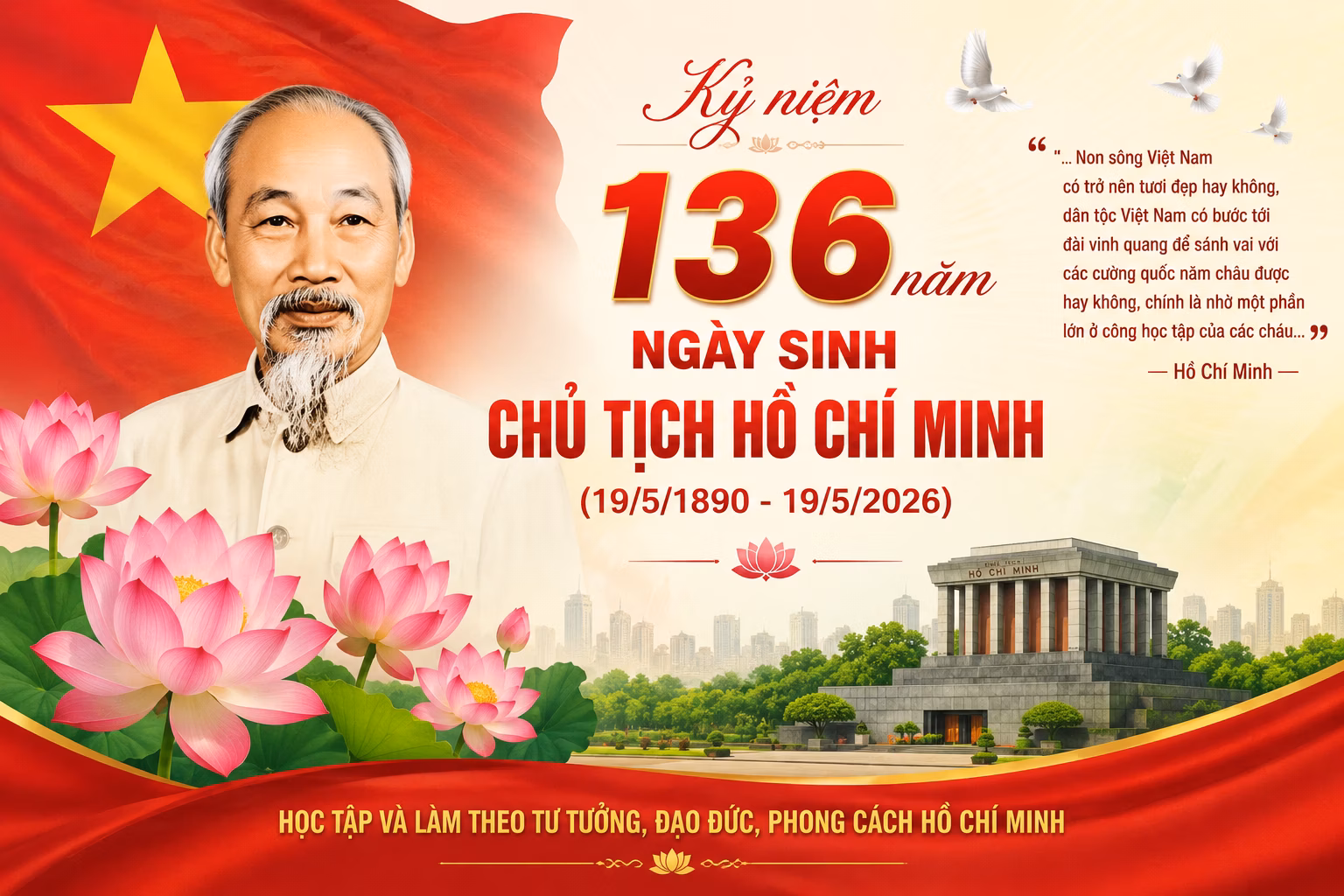 Chào mừng kỷ niệm 136 năm ngày sinh Chủ tịch Hồ Chí Minh (19/5/1890 – 19/5/2026)