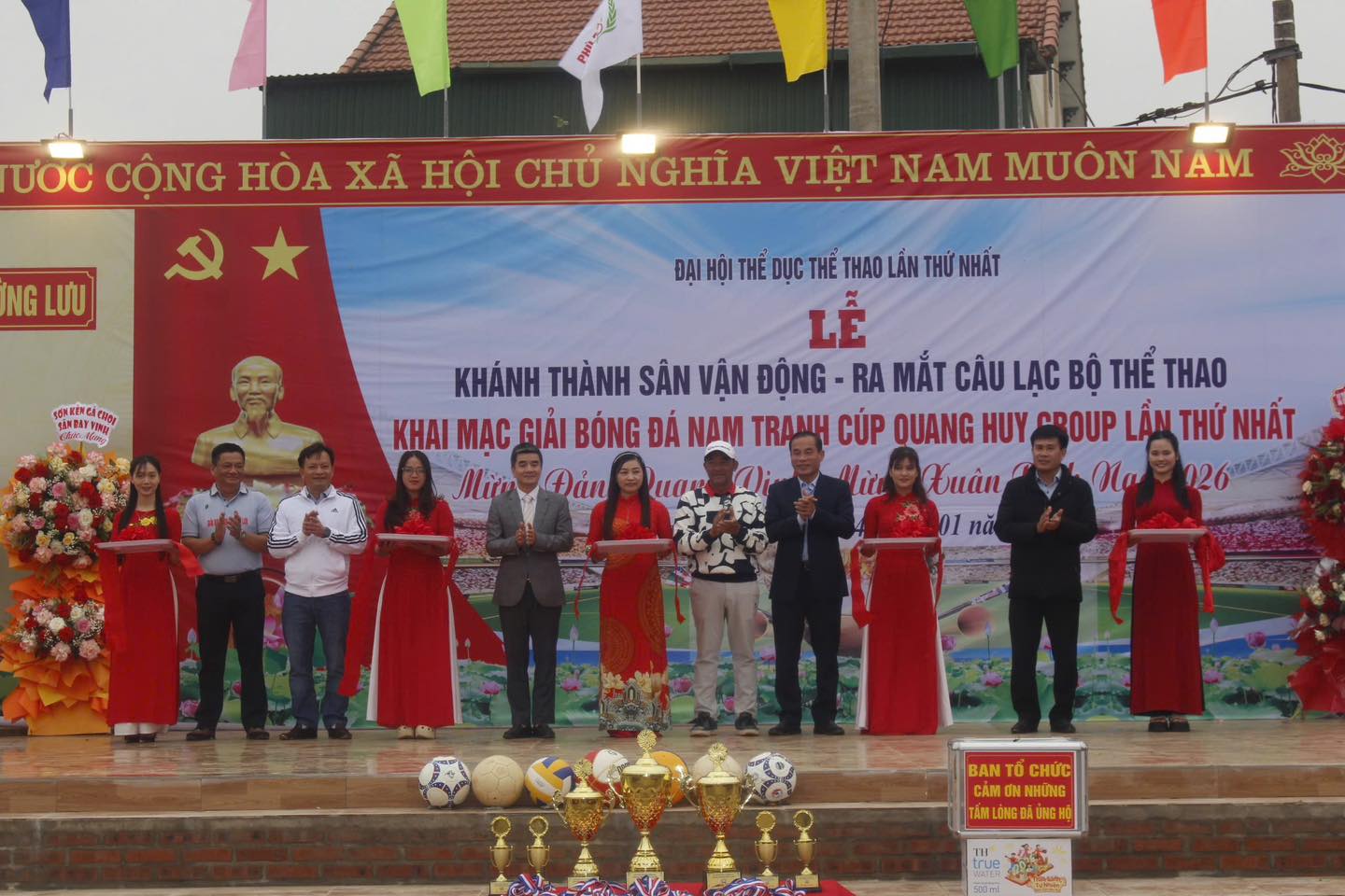 Xã Trường Lưu tổ chức lễ khánh thành sân vận động – ra mắt câu lạc bộ thể thao – khai mạc giải bóng đá nam tranh cúp Quang Huy Group lần thứ nhất Mừng Đảng quang vinh – mừng xuân Bính Ngọ 2026