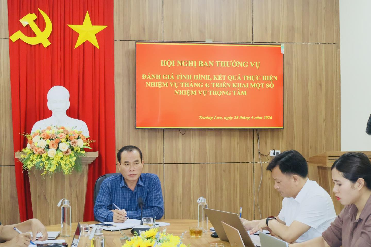Đảng ủy xã Trường Lưu tổ chức Hội nghị Ban Thường vụ thường kỳ tháng 4 năm 2026 
