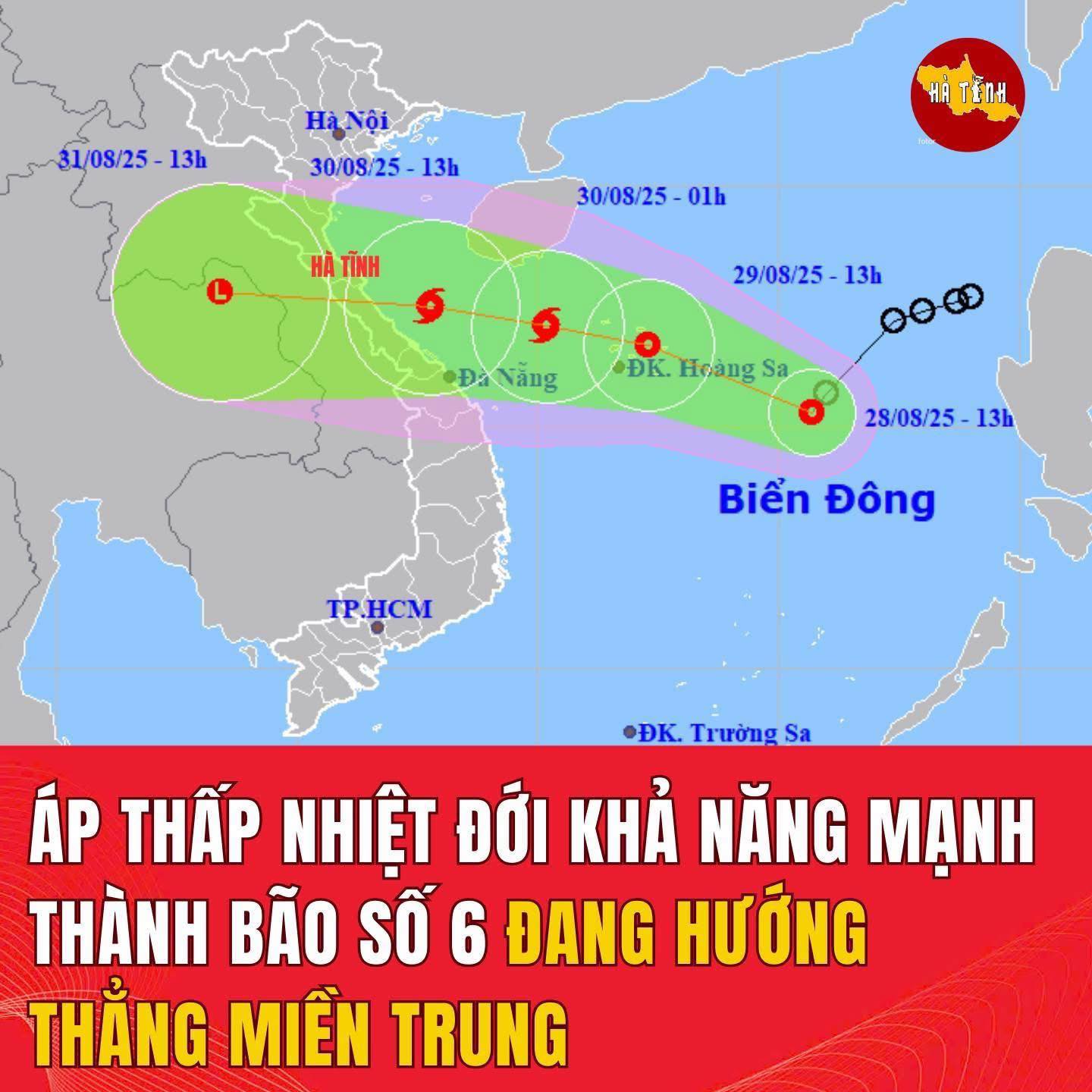Áp thấp nhiệt đới trên Biển Đông, dự báo Hà Tĩnh sắp có mưa lớn