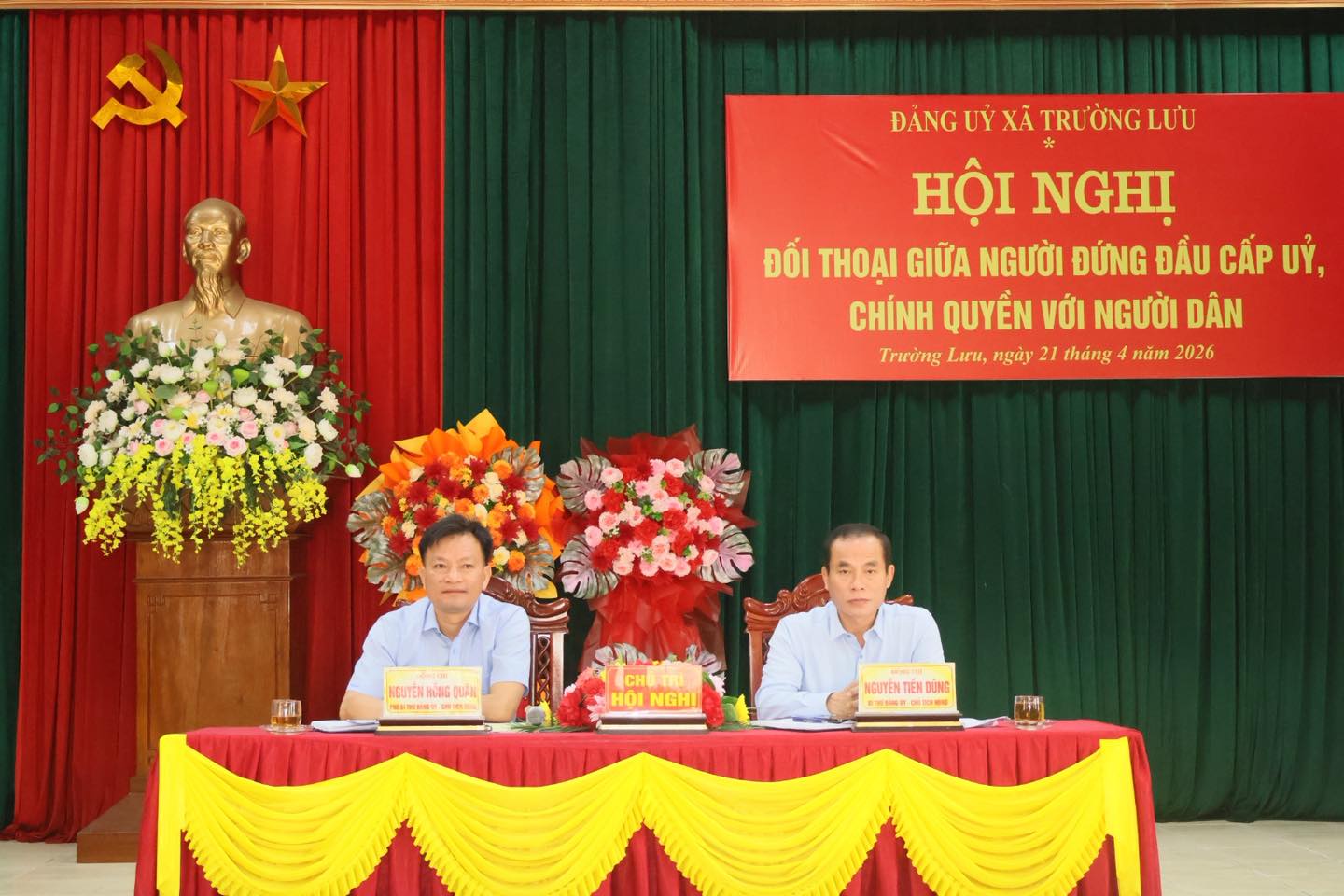 Ban Thường vụ Đảng ủy xã Trường Lưu tổ chức Hội nghị đối thoại trực tiếp giữa người đứng đầu cấp ủy Đảng, chính quyền với Nhân dân.
